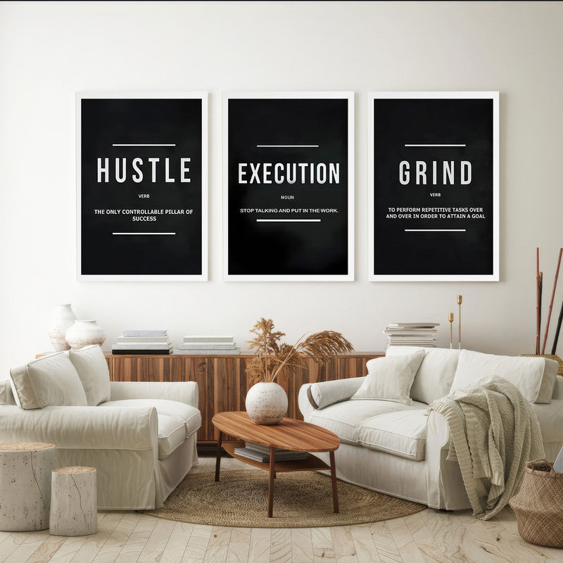 LuxuryStroke's Painting Motivational Quotes, Motivation Painting Quotesand Motivation Paintings With Quotes - Motivational Art - A Trio of Paintings Celebrating Hustle, Execution And Grind