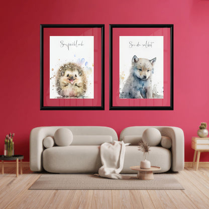LuxuryStroke's Childrens Bedroom Wall Pictures, Nursery Animal Wall Artand Nursery Canvas Wall Art - Baby Rat & Fox