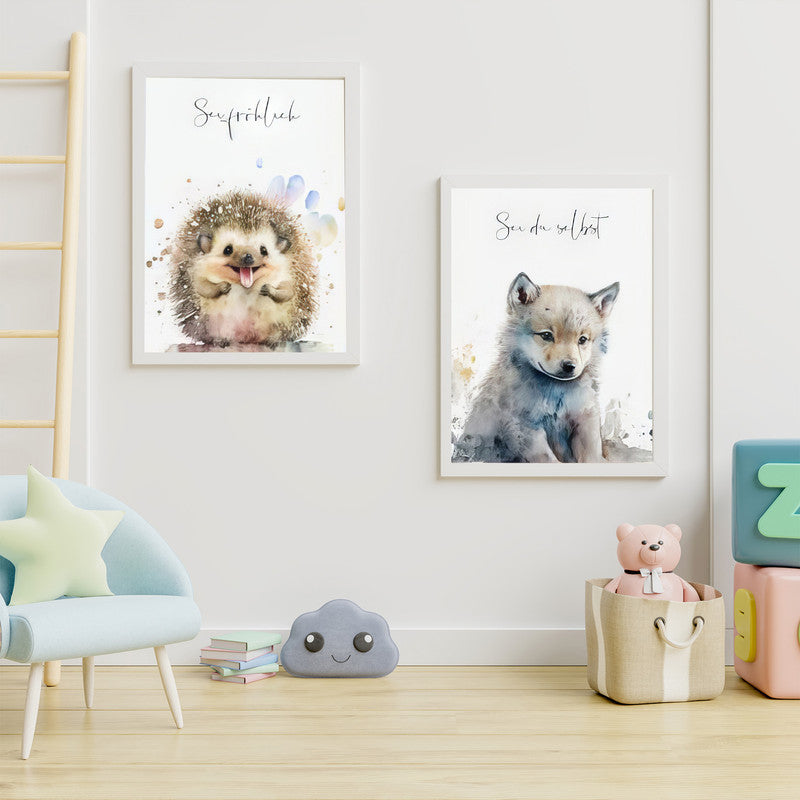 LuxuryStroke's Childrens Bedroom Wall Pictures, Nursery Animal Wall Artand Nursery Canvas Wall Art - Baby Rat & Fox
