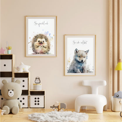 LuxuryStroke's Childrens Bedroom Wall Pictures, Nursery Animal Wall Artand Nursery Canvas Wall Art - Baby Rat & Fox