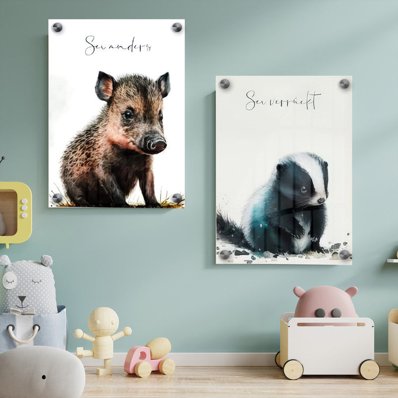 LuxuryStroke's Childrens Bedroom Wall Pictures, Nursery Animal Wall Artand Nursery Canvas Wall Art - Baby Pig & Squirrel