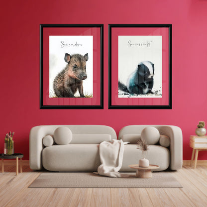 LuxuryStroke's Childrens Bedroom Wall Pictures, Nursery Animal Wall Artand Nursery Canvas Wall Art - Baby Pig & Squirrel