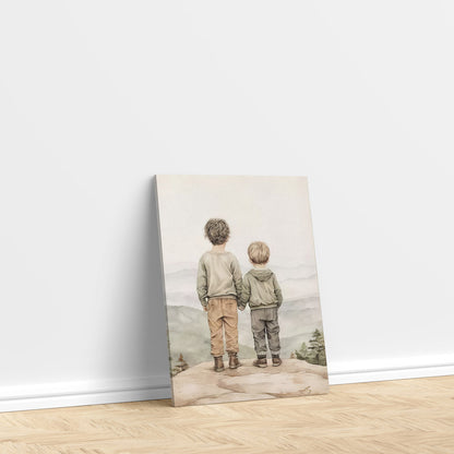 LuxuryStroke's Childrens Bedroom Wall Pictures, Children Nursery Wall Artand Nursery Canvas Wall Art - Brothers Facing Life Together