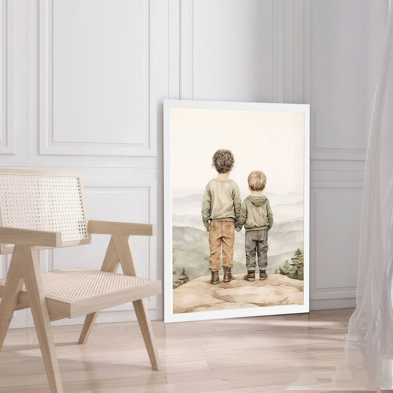 LuxuryStroke's Childrens Bedroom Wall Pictures, Children Nursery Wall Artand Nursery Canvas Wall Art - Brothers Facing Life Together