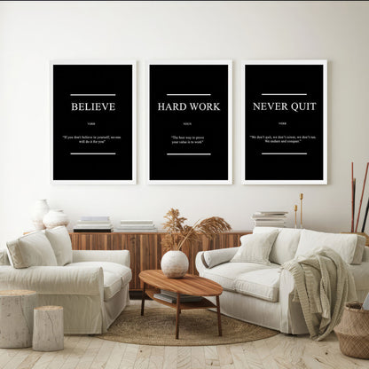 LuxuryStroke's Painting Motivational Quotes, Motivation Painting Quotesand Motivation Paintings With Quotes - Motivational Art - Three Paintings Inspiring Belief, Hard Work And Perseverance