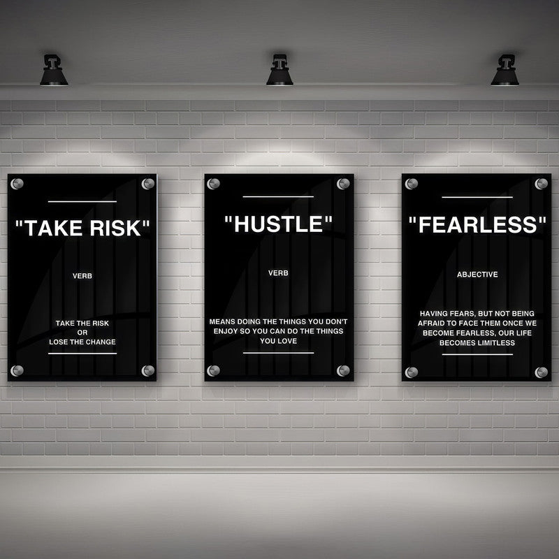 LuxuryStroke's Painting Motivational Quotes, Motivation Painting Quotesand Motivation Paintings With Quotes - Motivational Art - A Trio of Paintings Encouraging Risk-Taking, Hustle And Fearlessness