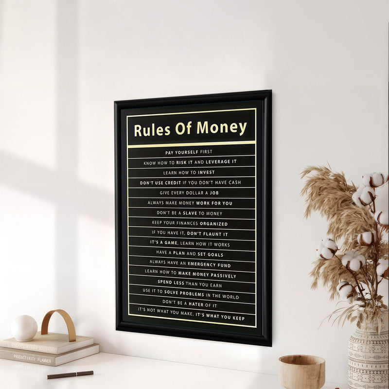 LuxuryStroke's Money Motivational Wall Art, Motivational Paintings For Studentsand Motivation Paintings - Mastering Wealth: A Motivational Poster With Rules of Money