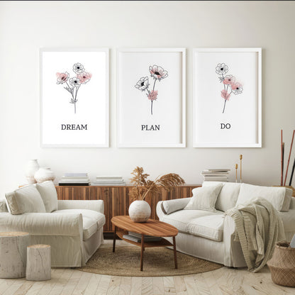 LuxuryStroke's Most Inspirational Paintings, Inspirational Art Paintingsand Motivational Paintings For Students - Motivational Art - Dream, Plan, Do - Set Of 3 Paintings