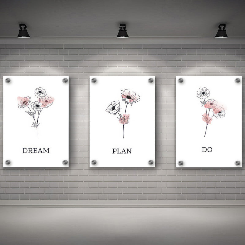 LuxuryStroke's Most Inspirational Paintings, Inspirational Art Paintingsand Motivational Paintings For Students - Motivational Art - Dream, Plan, Do - Set Of 3 Paintings