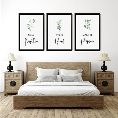 LuxuryStroke's Painting Motivational Quotes, Motivation Painting Quotesand Motivation Paintings With Quotes - Motivational Art - Postive,Work Hard,Make it Happen - Set Of 3 Paintings