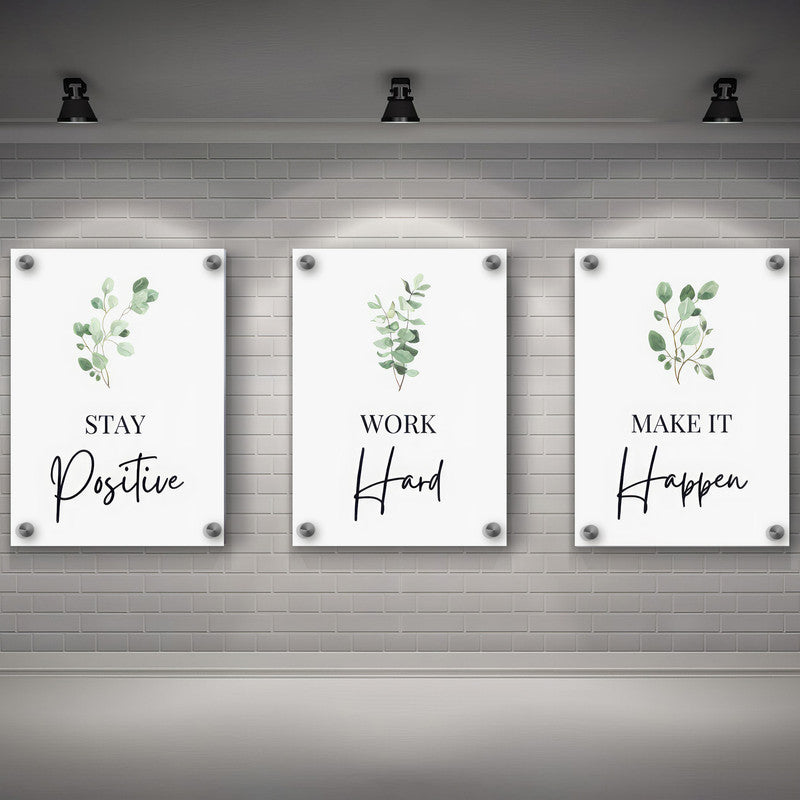 LuxuryStroke's Painting Motivational Quotes, Motivation Painting Quotesand Motivation Paintings With Quotes - Motivational Art - Postive,Work Hard,Make it Happen - Set Of 3 Paintings
