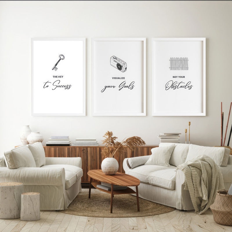 LuxuryStroke's Motivation Paintings With Quotes, Motivation Painting Quotesand Painting Motivational Quotes - Motivation Art - Aesthetic Monochrome Mindset Motivation Set Of 3 Paintings