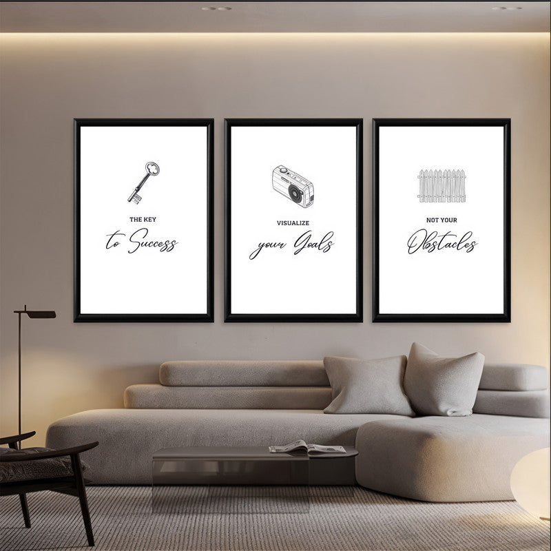 LuxuryStroke's Motivation Paintings With Quotes, Motivation Painting Quotesand Painting Motivational Quotes - Motivation Art - Aesthetic Monochrome Mindset Motivation Set Of 3 Paintings