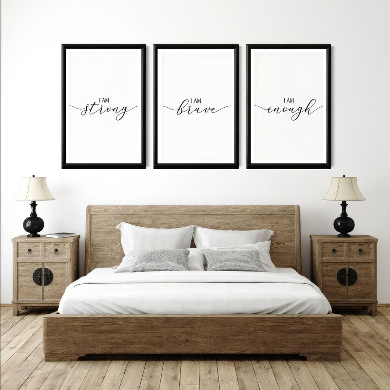 LuxuryStroke's Motivation Paintings With Quotes, Motivation Painting Quotesand Painting Motivational Quotes - Motivational Affirmations - I Am Strong,Brave,Enough Set Of 3 Paintings