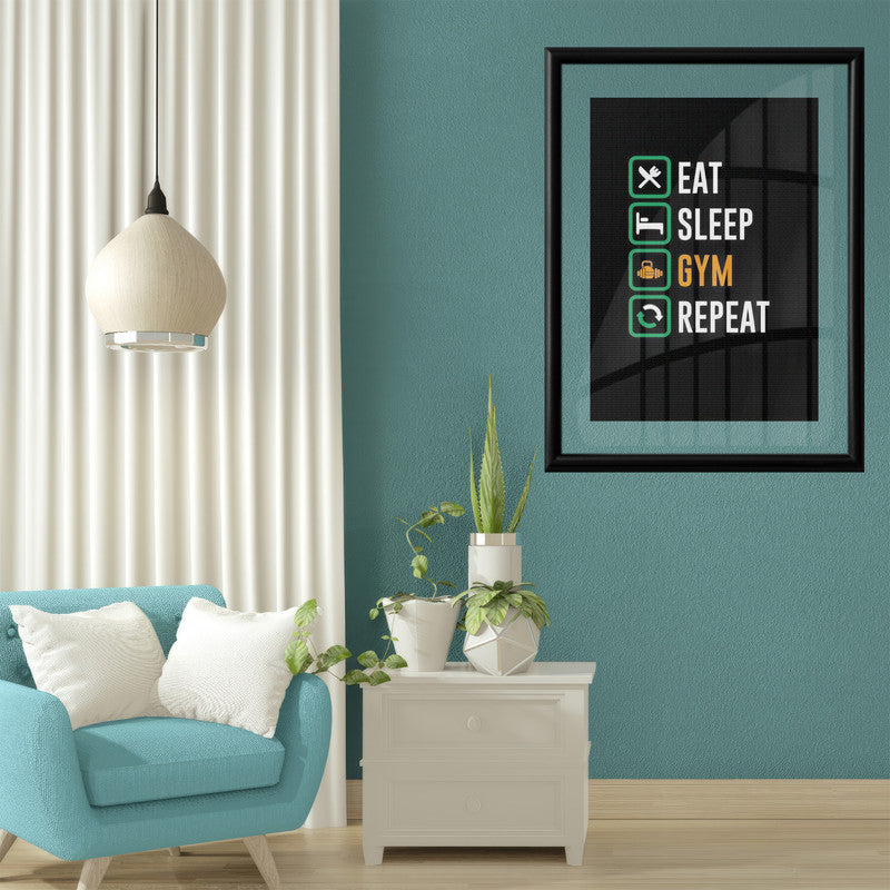 LuxuryStroke's Most Inspirational Paintings, Best Motivational Paintingand Inspirational Quotes On Artwork - Elevate Your Fitness Journey: Eat, Sleep, Gym, Repeat Gym Motivation Paintings
