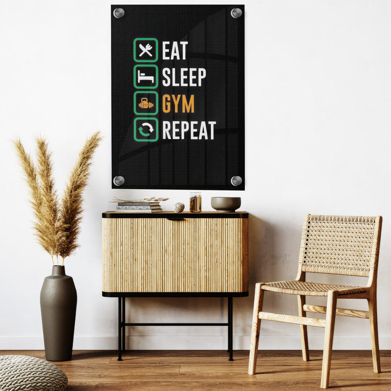 LuxuryStroke's Most Inspirational Paintings, Best Motivational Paintingand Inspirational Quotes On Artwork - Elevate Your Fitness Journey: Eat, Sleep, Gym, Repeat Gym Motivation Paintings