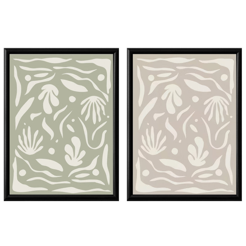 LuxuryStroke's Boho Flower Painting, Simple Boho Paintingsand Abstract Boho Art - Boho Minimalist Harmony: A Set of 2 Artful Masterpieces