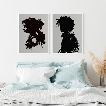 LuxuryStroke's Boy And Girl Monochrome Art Painting, Aesthetic Black And White Artand Minimalist Black And White Art - Monochrome Duets: A Pair Of Artful Portraits, Boy And Girl