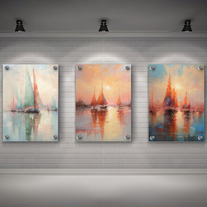 LuxuryStroke's Beautiful Landscape Art, Landscape Painting Artworkand Acrylic Scenery Painting - Landscape Art - Set of 3 Ship Paintings - Oil Paintings