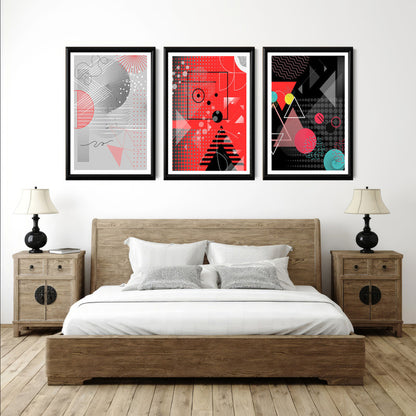 LuxuryStroke's Abstract Boho Art, Abstract Acrylic Artworkand Geometric Canvas Painting - Abstract Geometric Art - Set Of 3 Artful Pieces