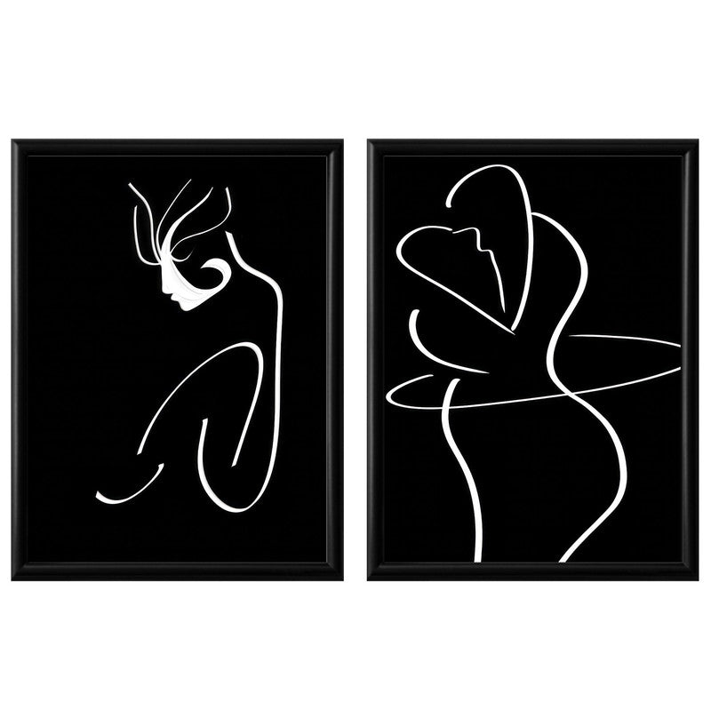 LuxuryStroke's Woman Black And White Modern Art, Black And White Abstract Artand White Black Abstract Art - Monochrome Magic: A Pair Of Captivating Art Pieces