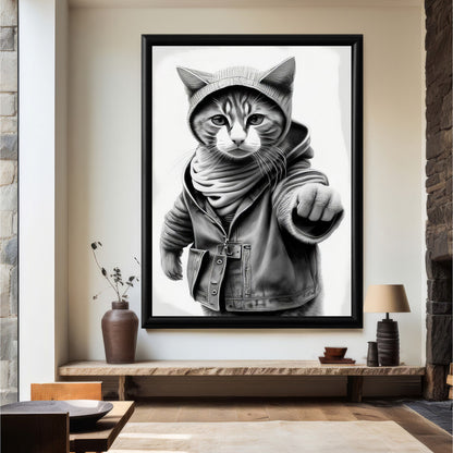 LuxuryStroke's Cat Minimalistic Painting, Black And White Paintings Of Animalsand Abstract Animal Paintings - Wilderness Dreams: Cute Cat Kitten Painting