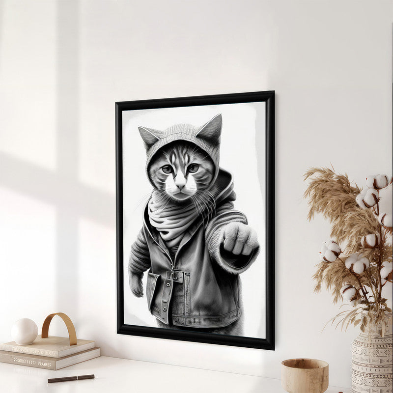 LuxuryStroke's Cat Minimalistic Painting, Black And White Paintings Of Animalsand Abstract Animal Paintings - Wilderness Dreams: Cute Cat Kitten Painting