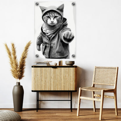 LuxuryStroke's Cat Minimalistic Painting, Black And White Paintings Of Animalsand Abstract Animal Paintings - Wilderness Dreams: Cute Cat Kitten Painting