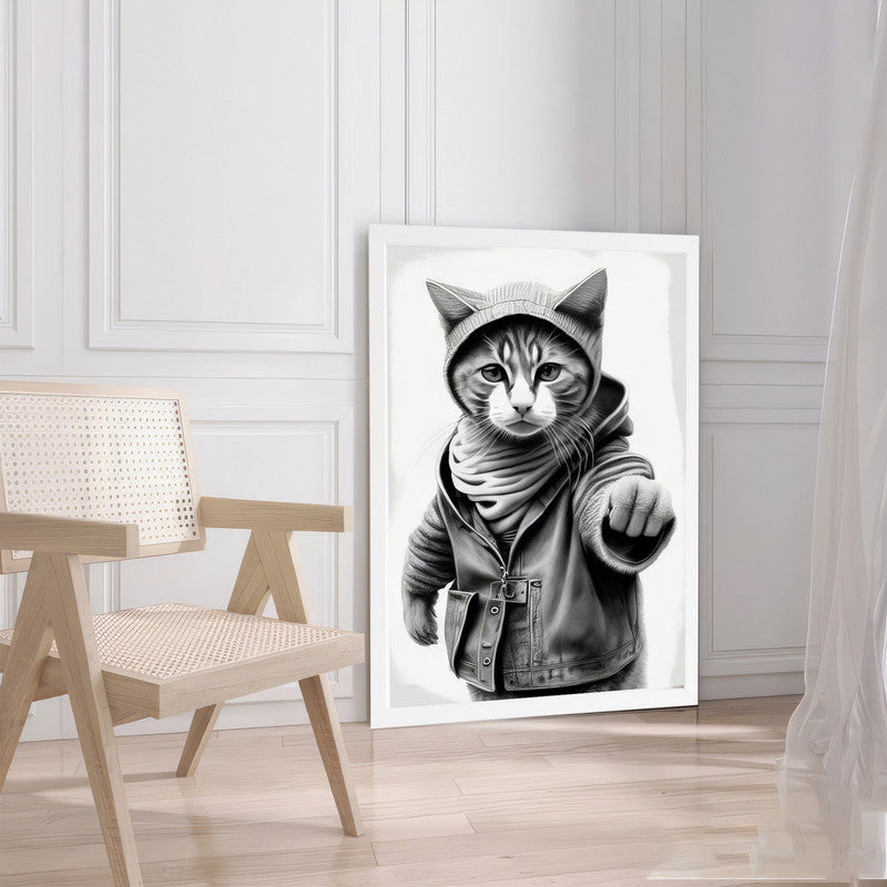 LuxuryStroke's Cat Minimalistic Painting, Black And White Paintings Of Animalsand Abstract Animal Paintings - Wilderness Dreams: Cute Cat Kitten Painting