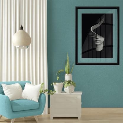 LuxuryStroke's Woman Black And White Modern Art, Black And White Abstract Artand White Black Abstract Art - The Half Portrait: Enigmatic Woman Wall Art