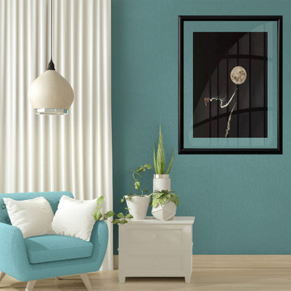LuxuryStroke's Cat Minimalistic Painting, Paintings Of Animalsand Abstract Animal Paintings - Dark Night Art: Young Kitten Reaching Out To Moon Painting