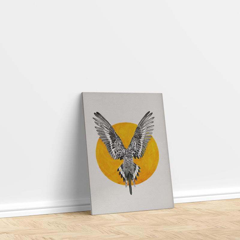 LuxuryStroke's Wings Art Abstract Painting, Paintings Of Animalsand Abstract Animal Paintings - Wings of Contrast: Eagle and Orange Halo Wall Art