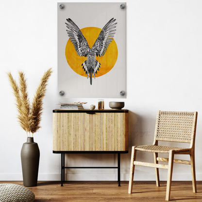 LuxuryStroke's Wings Art Abstract Painting, Paintings Of Animalsand Abstract Animal Paintings - Wings of Contrast: Eagle and Orange Halo Wall Art