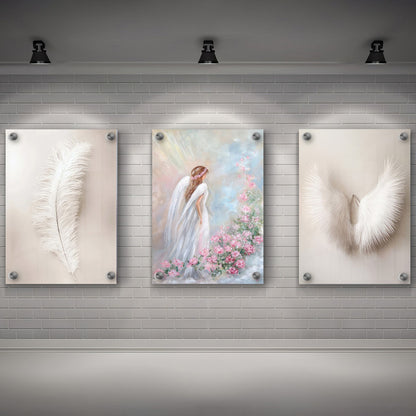 LuxuryStroke's Beautiful Women Painting, Woman Portrait Paintingand Feminist Artwork - Women Art - Angel And Wings - Set Of 3 Paintings