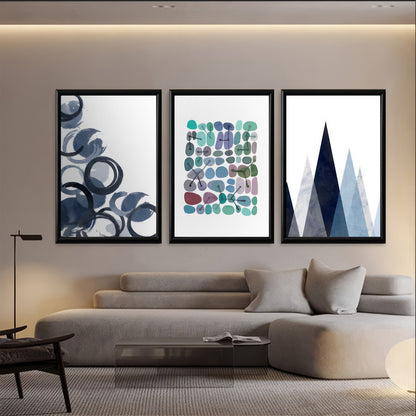 LuxuryStroke's Abstract Boho Art, Boho Art Paintingand Boho Style Paintings - Boho Minimalistic Wall Art - Set Of 3 Boho Geometric Paintings