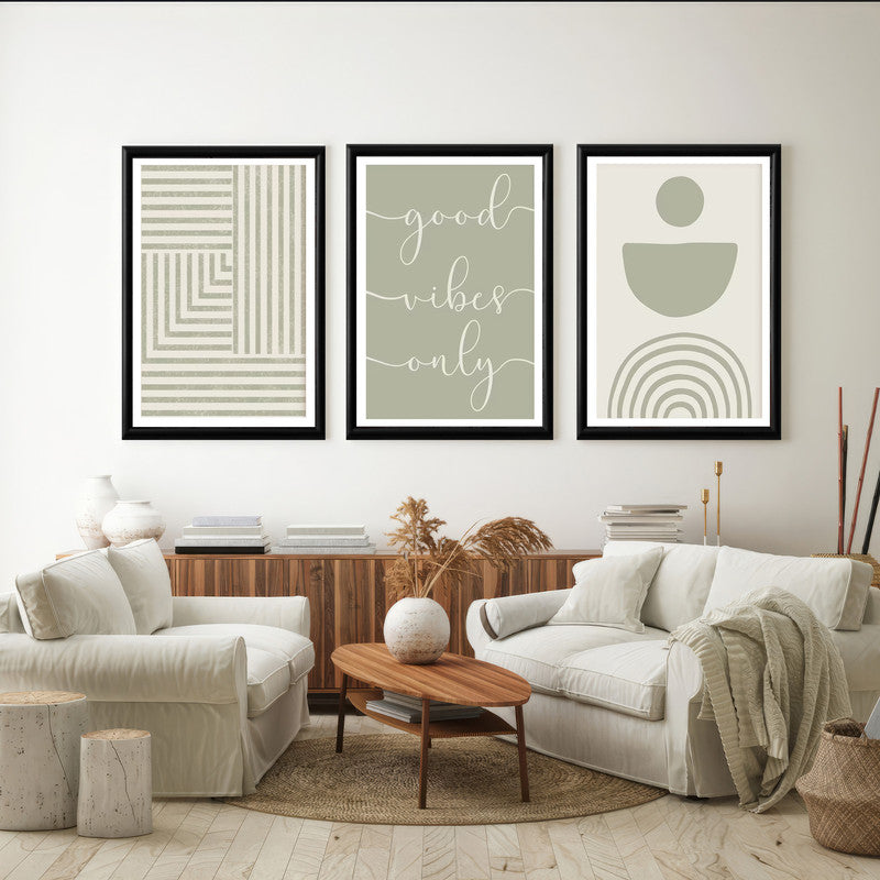 LuxuryStroke's Line Artwork, Geometric Wall Art Paintingand Simple Boho Paintings - Boho Art - Set of 3 Geometric Japandi Paintings