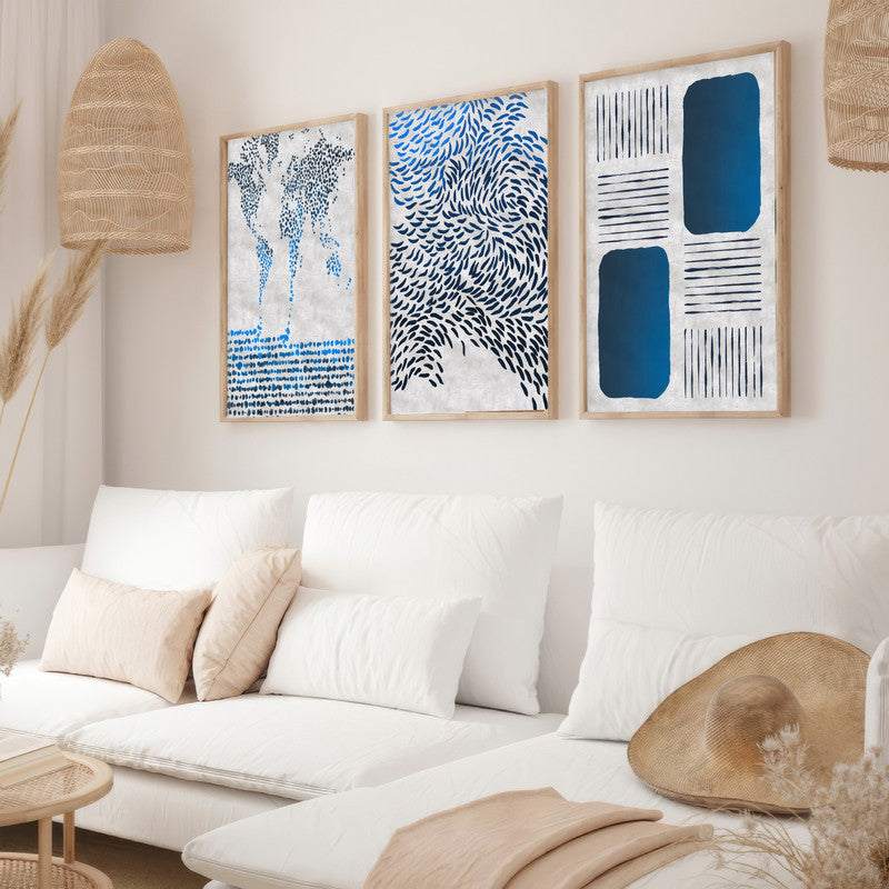 LuxuryStroke's Abstract Boho Art, Abstract Acrylic Landscape Paintingand Painting Boho - Boho Minimalist Harmony: A Set Of 3 Of Artful Creations