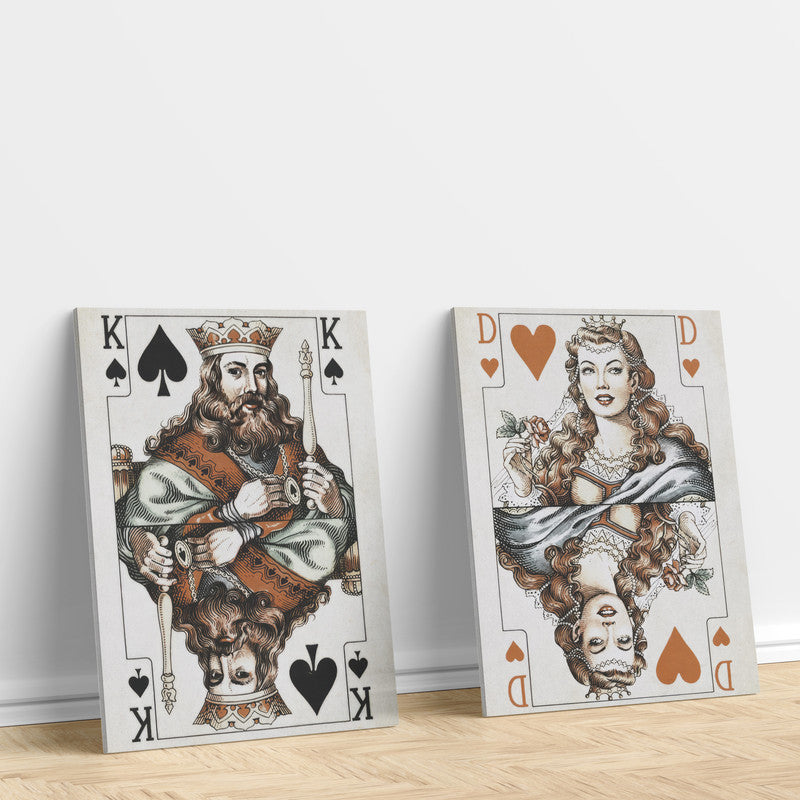 LuxuryStroke's Motivational Art Painting, Motivational Acrylic Paintingand Best Motivational Painting - Minimalistic Playing Cards Art: Set Of 2 Royal Couple Paintings