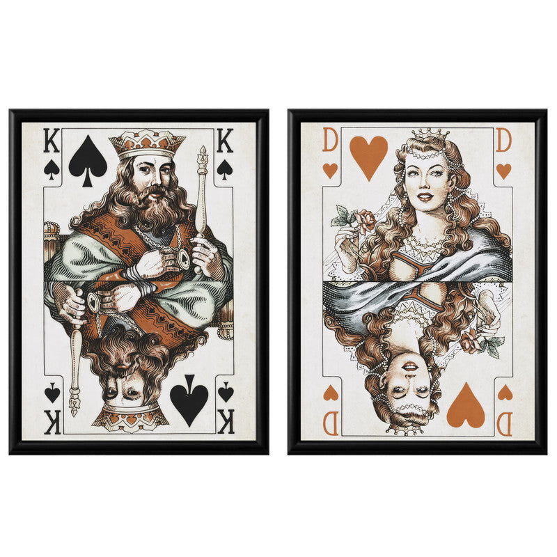 LuxuryStroke's Motivational Art Painting, Motivational Acrylic Paintingand Best Motivational Painting - Minimalistic Playing Cards Art: Set Of 2 Royal Couple Paintings
