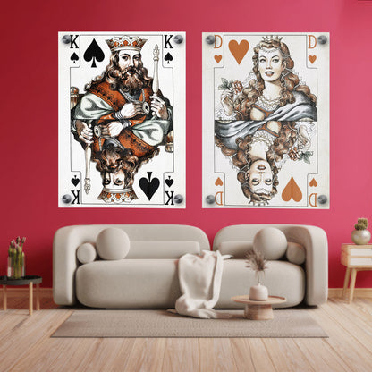 LuxuryStroke's Motivational Art Painting, Motivational Acrylic Paintingand Best Motivational Painting - Minimalistic Playing Cards Art: Set Of 2 Royal Couple Paintings