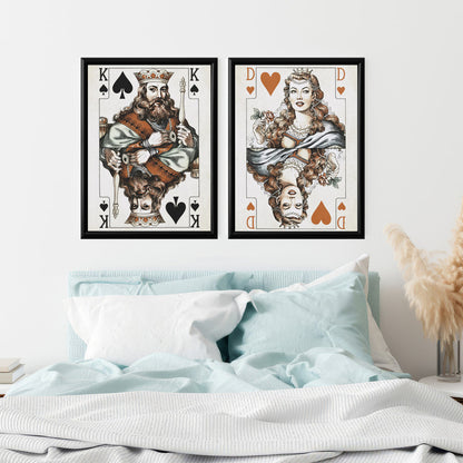 LuxuryStroke's Motivational Art Painting, Motivational Acrylic Paintingand Best Motivational Painting - Minimalistic Playing Cards Art: Set Of 2 Royal Couple Paintings