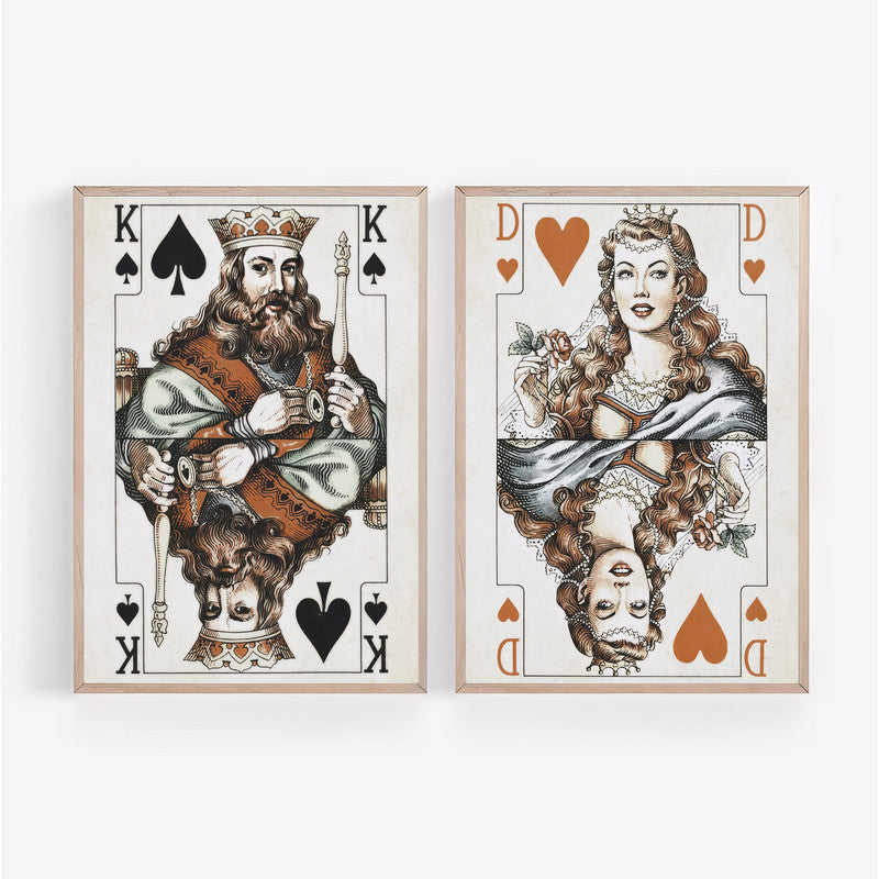 LuxuryStroke's Motivational Art Painting, Motivational Acrylic Paintingand Best Motivational Painting - Minimalistic Playing Cards Art: Set Of 2 Royal Couple Paintings