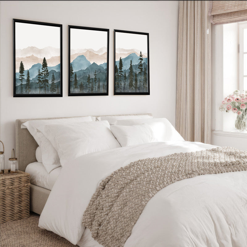 LuxuryStroke's Nature Painting Landscape, Beautiful Landscape Artand Landscape Painting Artwork - Landscape Art - Set of 3 Breathtaking Mountain Landscape Paintings