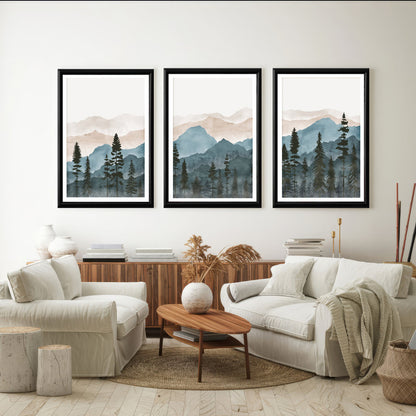 LuxuryStroke's Nature Painting Landscape, Beautiful Landscape Artand Landscape Painting Artwork - Landscape Art - Set of 3 Breathtaking Mountain Landscape Paintings