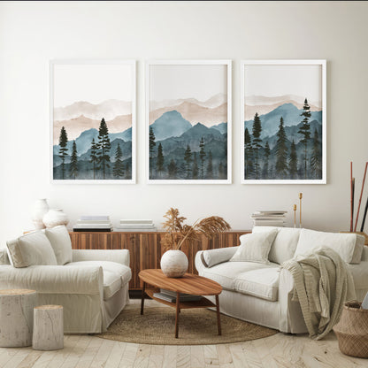LuxuryStroke's Nature Painting Landscape, Beautiful Landscape Artand Landscape Painting Artwork - Landscape Art - Set of 3 Breathtaking Mountain Landscape Paintings