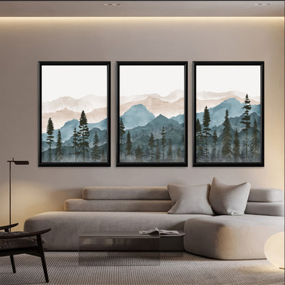 LuxuryStroke's Nature Painting Landscape, Beautiful Landscape Artand Landscape Painting Artwork - Landscape Art - Set of 3 Breathtaking Mountain Landscape Paintings