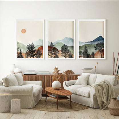 LuxuryStroke's Nature Painting Landscape, Beautiful Landscape Artand Landscape Painting Artwork - Landscape Art - Set of 3 Breathtaking Mountain Landscape Paintings