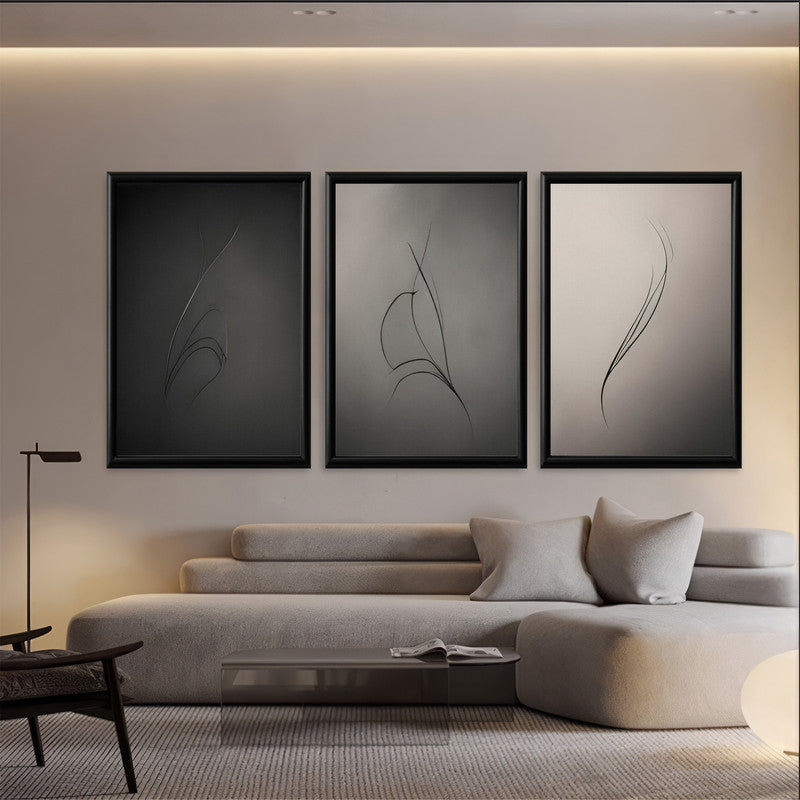 LuxuryStroke's Contemporary Abstract Art, Acrylic Art Abstractand Abstract Acrylic - Boho Art - Set Of 3 Minimalistic Artful Pieces