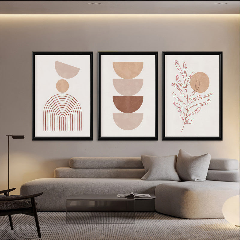 LuxuryStroke's Boho Style Paintings, Canvas Painting Geometricand Painting Boho - Boho Art - Set Of 3 Japandi Paintings