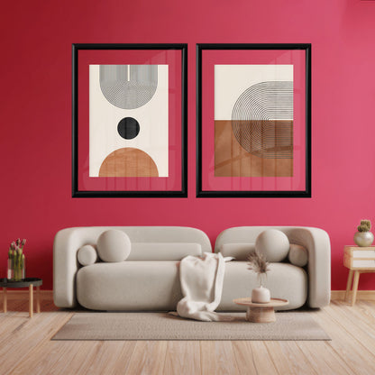 LuxuryStroke's Abstract Boho Art, Boho Art Paintingand Boho Style Paintings - Boho Geometric Fine Art : Set Of 2 Paintings